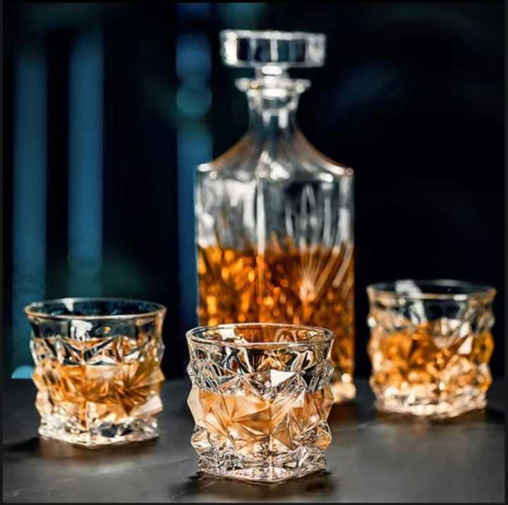 Diamond Shaped Whiskey Glass Crystal Touch Cut For Bourbon, Rum, Tequila, Scotch set of 6 piece