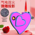 Miniature Projection Torch Lighter Windproof Cross-Border Personalized Gift Lighter Heart-Shaped Gas-Electric Dual-Purpose Lighter. 
