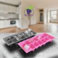 Easy Release Ice Cube Tray Set - Durable Plastic Stackable Easy Twist 14 Cube Trays- Pack of 3. 