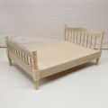 Wooden Double Bed High Simulation Miniature Decor 1/12 Scale Dollhouse Double Bed Kids Gift for Room Scene. 