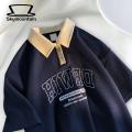 Skymountain Teenager T-shirt Short Sleeves Wear-resistant Preppy Style Men T-shirt. 