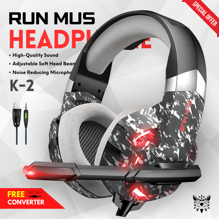 RGB Gaming Headphones 3.5mm With USB Earphone Surround Stereo Headphone for PC, PS4, Xbox One, Ergonomic Design Over Ear with Mic Professional Headset For Gaming - One Click Pick