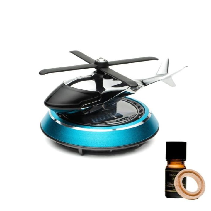 New Design Multicolor Car Aroma Diffuser Air Freshener Solar Power Car Dashboard Helicopter Perfume Blue Color