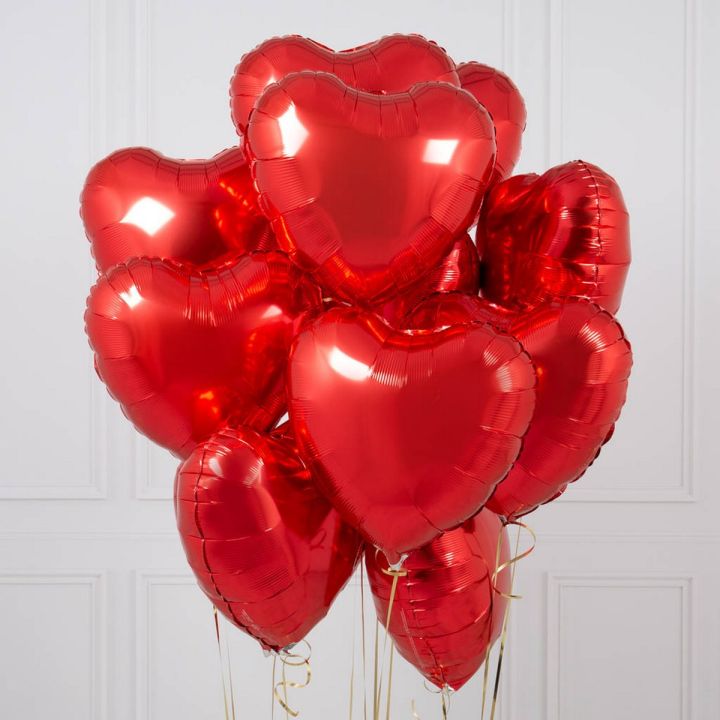 10 Pieces Red Heart Foil Balloons - 18 Inches Size for Birthday ...