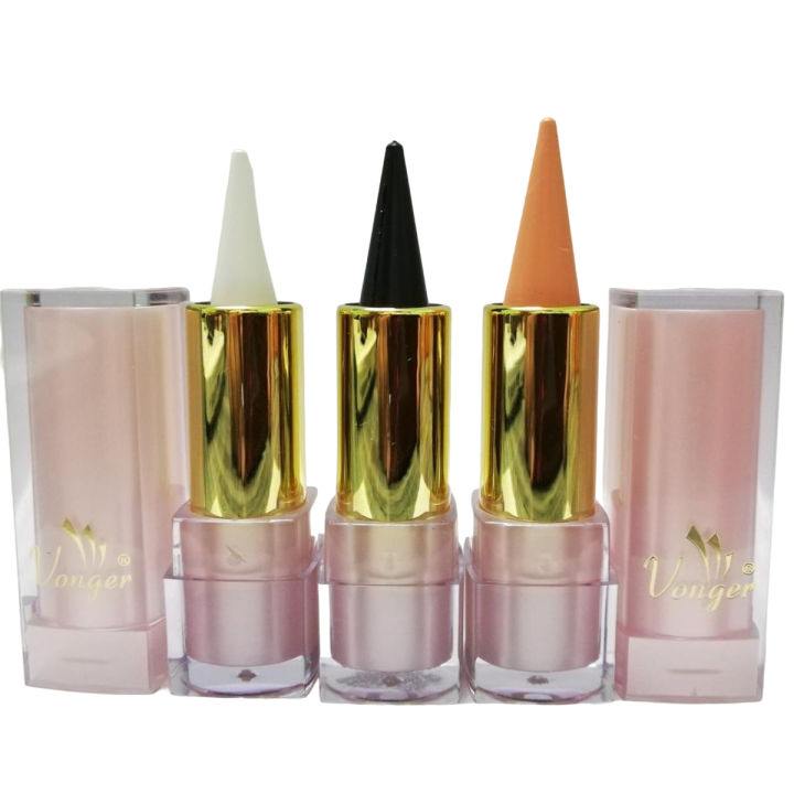 Pack of 3 - Eye Enhancing Eyeliner Stick Kajal - Black / White and Skin