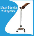 Lifecare Enterprises Walking Stick 4 Leg Chroome Height Adjustable Men Women Old People Walking Stick. 