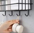 Multipurpose wall mounted Storage Rack / shower storage rack/ 1 layer corner rack / metal black shelf / bathroom kitchen punch corner frame /shower shelf metal rack. 
