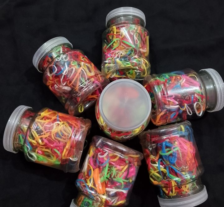 JAR OF Multi Colors stretchable Hair Rubber Bands Daraz.pk