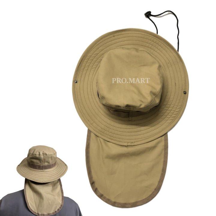 Boonie Hats Men Women Bucket Hat Neck Flap Hat For Outdoor Huntiing Hiking Sports Outdoor Hiking & Fishing Sun Protector Cap - Khaki