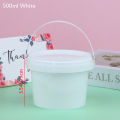 1Pc 500/1000ML Transparent Plastic Bucket with Lid and handle Food Storage Container Refillable Milk Tea Bucket Netiie. 
