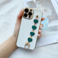 DEL for Samsung Galaxy M33 5G Back Cover with 3D Love Heart Wristband Chain Fashion Bracelet Shiny Plating Phone Case Soft Silicone Protective Cover. 