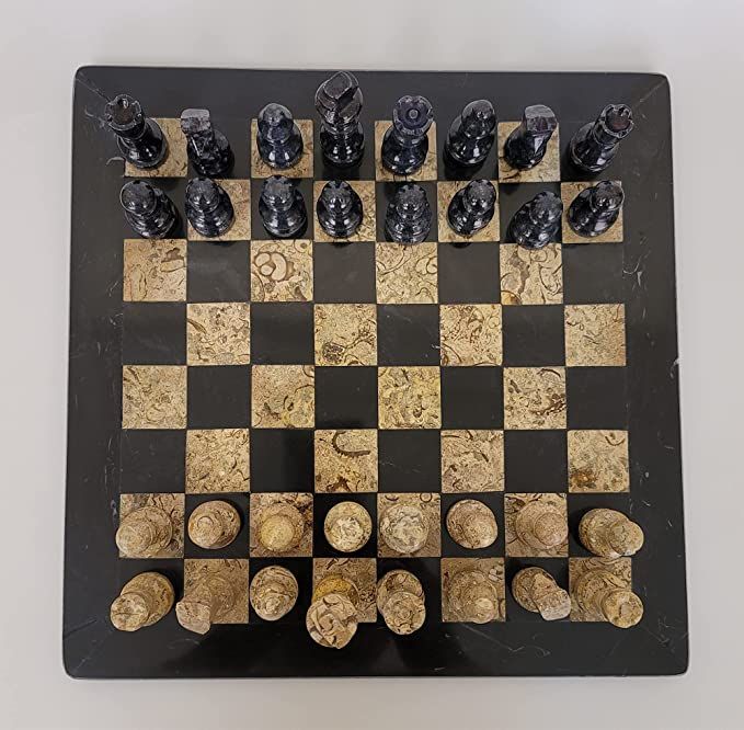 Marble Chess Set Handmade Onyx Full Chess Game Set.Comes in Rexine Box Packaging. Perfect for Gifting (Black Coral)