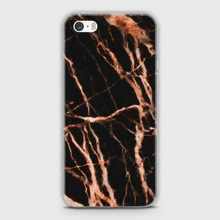 iPhone 5s Cover - SkinLee HQ Hybrid Case (Soft) - Chic Rose Gold Veins On Black - SKINLEE-152-1-91-10