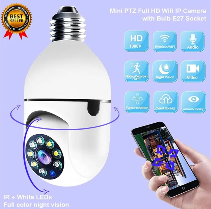Surveillance%20Camera%202.4G%20Wifi%20E27%20Wireless%20Security%20Monitor%20Cam%20Night%20Vision%20Full%20Color%20Automatic%20Human%20Tracking%20-%20Image%203