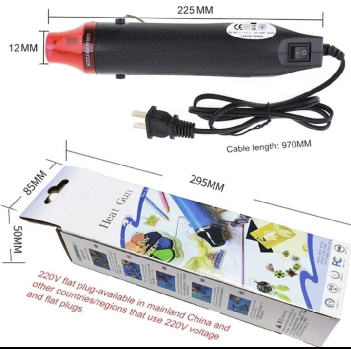 Openi - 300 Watt Mini Heat Gun - 220 Volt - Handheld Dual Temperature - Hot Air Tool for Shrink Wrapping, Embossing, Craft Projects, Sticker Removal, Resin Art & Craft DIY Tools