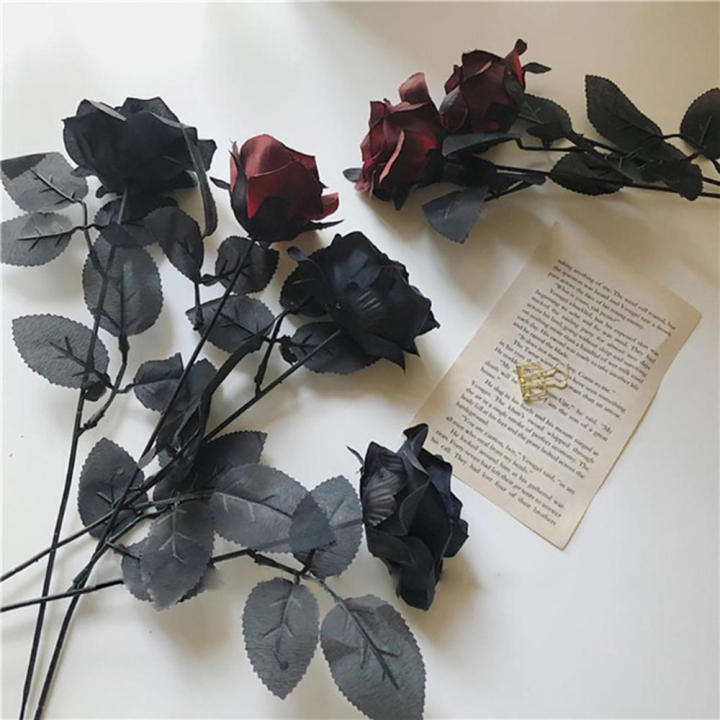 Fake Gothic Roses Gothic Black Rose Artificial Flowers Flowers Bouquet Valentine Roses ...