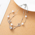 SAKURA 1 set of movable gemstone ring women's anklet stainless steel gold-plated layered chain anklet. 