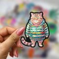 Cute Fat Cat in The Sweater Pack of 03 Cute Cat Christmas Cat Lover Outdoor Stickers Waterproof for Laptop Bike Bumper Suitcase Luggage Car. 