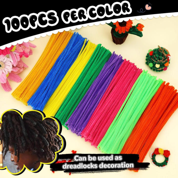 Plush Wired Sticks Fuzzy Polyester Wire Flexible Craft Supplies Assorted Colors Tinsel Diy Toys for DIY Kids Children