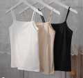 Pack Of 3 Women Simple Camisoles Biddies Stretchable Pure Cotton Tank Tops for Women Girls| Bra Vest for Girls Strap Cotton Sleeves Thin Camisole Vest Solid Top. 