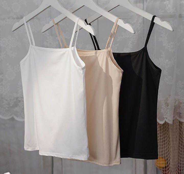 Pack Of 3 Women Simple Camisoles Biddies Stretchable Pure Cotton Tank Tops for Women Girls| Bra Vest for Girls Strap Cotton Sleeves Thin Camisole Vest Solid Top