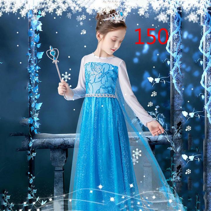 Girl Dress Frozen Elsa Costume Cosplay Princess Elsa Dress for Kids Crown Wand Birthday Halloween Party Gift Baju Kostum Daraz.pk