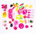 Kitchen Cooking Set Girls Boys Fruit Vegetable Tea Playset Toy for Kids Early Age Development Educational Pretend Play Food Assortment Set - Multicolor. 