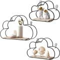 Wall Mounted Floating Shelves Black Cloud Shape, Modern Metal Wall Shelf, Simple Wood Partition Storage Shelves, Wall Decor Rack for Bedroom, Living Room, Kitchen and Office Customized by Creative Decore. 