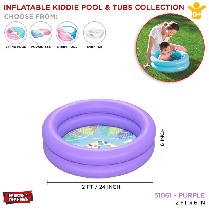 2 Ft Bestway Inflatable 2 Ring Kiddie Swimming Pool For Kids Summer Season Pools Party With Inflatable Pool, Family Fun Indoor & Outdoor Kids Water Games, Swim, Play, Bath Pool & Enjoy Summers Swimming Pool For Toddler Available in 2 Colors Code: 51061