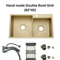 SA HANDMADE KITCHEN SINK DOUBLE BOWL 82 X 45 GOLDEN. 