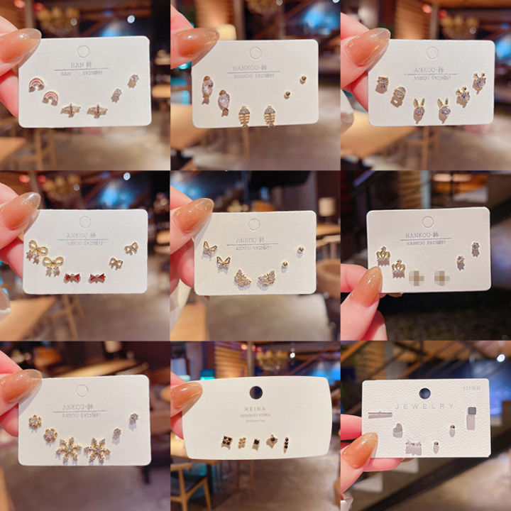S925 silver needle Douyin with super flash zircon small stud earrings instide simple and fashionable earrings ear set series