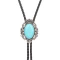 Bolo tie Western Cowboy Opal Rodeo Leather Necktie. 