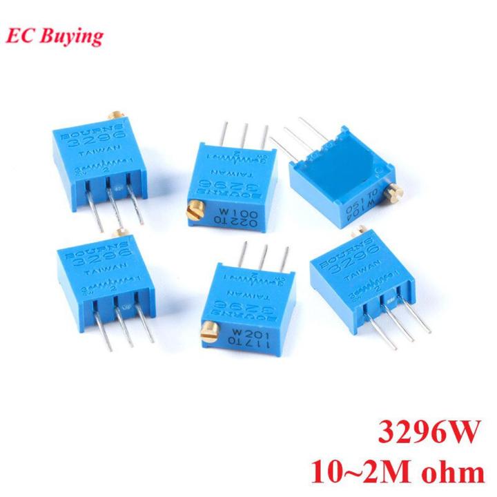 10PCS 3296W 10 20 50 100 200 500 ohm 1K 2K 5K 10K 20K 50K 100K 200K 500K 1M 2M Multiturn Trimmer Potentiometer Variable Resistor