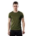Olive Green  Dri-Fit Plain Half Sleeves O Neck T Shirt For Men. 