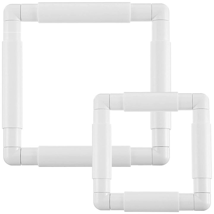 XHHDQES 2Pc Frame Square Embroidery Hoops Q Snaps for Quilting Frame Sewing Hoop, 6X6 Inch,8X8 Inch