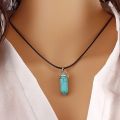 【Hot demand】1pc Women Fashion Stone Pendant Necklaces Leather Cord Natural Stone Charms Necklace Gifts.