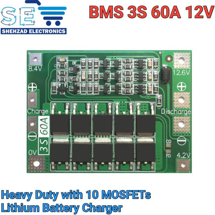 3S 60A BMS Li-ion Lithium Battery Charger Protection Board 18650 BMS 11.1V 12V