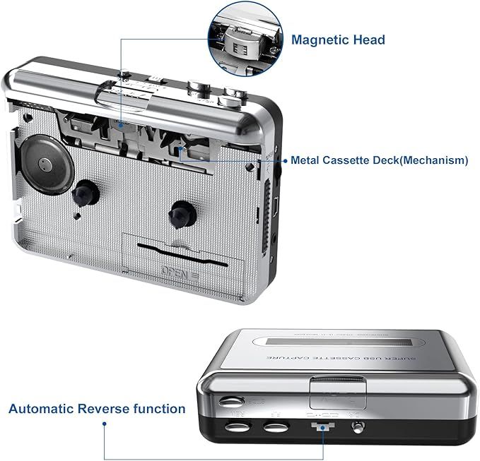 DIGITNOW!%20Portable%20Cassette%20Player/Cassette%20to%20MP3%20Converter%20Capture%20Cassette%20Tape%20to%20MP3/CD%20Audio%20via%20USB%20-%20Image%205