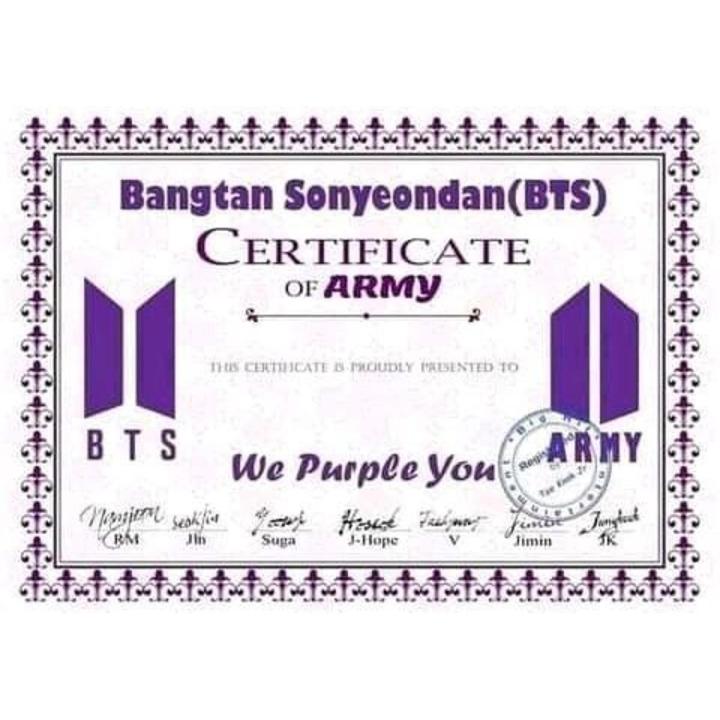 BTS Fans Certificate for Fun