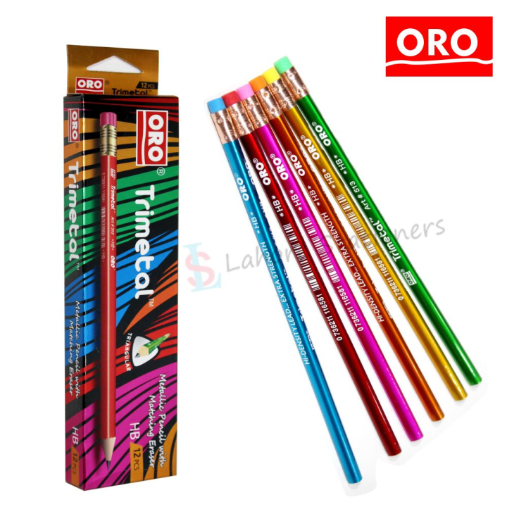 ORO Trimetol Lead Pencil with Eraser - 12Pcs Pack