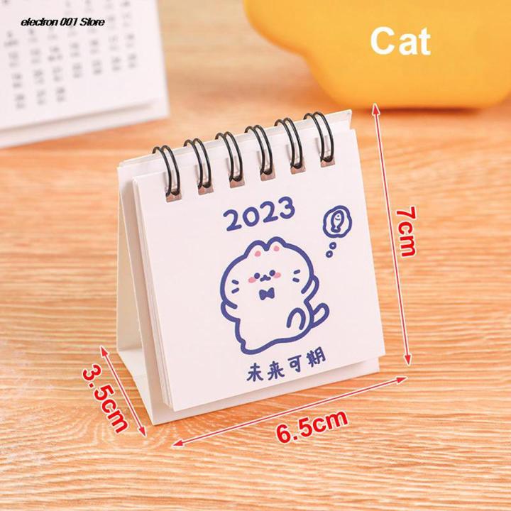 2023 Hand Drawing Solid Color Series Mini Desk Calendar DIY Portable Desktop Calendars To Do List Daily Schedule Planner Office