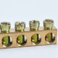 Terminal Block Blue Terminal Bus Bar 10 Positions Screw Brass Terminal Grounding Strip Bus Bar Block Pack of 5. 