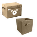 Pack of 2 - Foldable Kids Toy Storage Basket Bin Set 1 Pc Panda Cartoon Basket and 1 Pc Cube basket. 