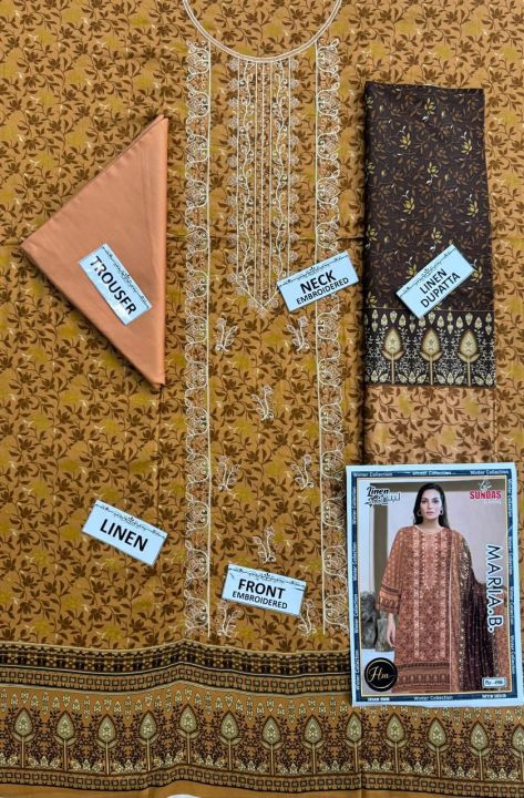 2024 Summer Collection Linen Unstitched Clothes , Multi colour For Women , Embriodery Clothes For Women