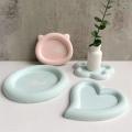 Concrete Tray Mold Cement Coaster Molds Plaster Plate Jewelry Display Plates Round Flower Silicone. 