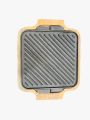 Cast Iron Single Burner Reversible Grill Griddle 10.5" with wood base,  Naturally Non Stick, Krucible Kitchen. 