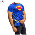 Superman Blue Training Tee Comic Book T-Shirt for Men Short Sleeve Comfortable Cotton Graphic Tee. 