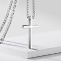 Cross-border European and American new titanium steel cross necklace men's trendy and versatile stainless steel cross pendant sweater chain accessories. 