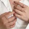 [ZOMI] 10Piece/Set Punk Style Simple Fashion Metal Finger Ring. 