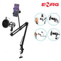 Energy - ENRG Boom_Suspension Scissor Arm Full Kit Stand ( Mic Not Include ) Dock Holder For Mobile And Microphone With Mic Support Pop Filter Windscreen Tablet Clip Table Black. 